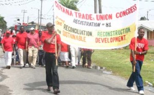 Part of the Trades Union Congress march yesterday. (See page 8.)